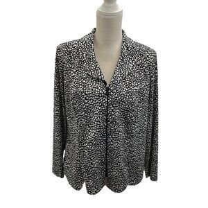 NWOT MSK Full Zip Blazer Jacket White Black Sequins Sz 1X Fitted